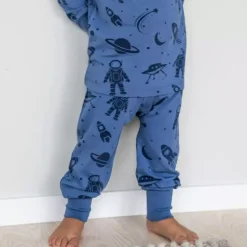 Barn Geggamoja Babybyxor|Bambukläder<Babybyxor Bambu Blå Astronaut