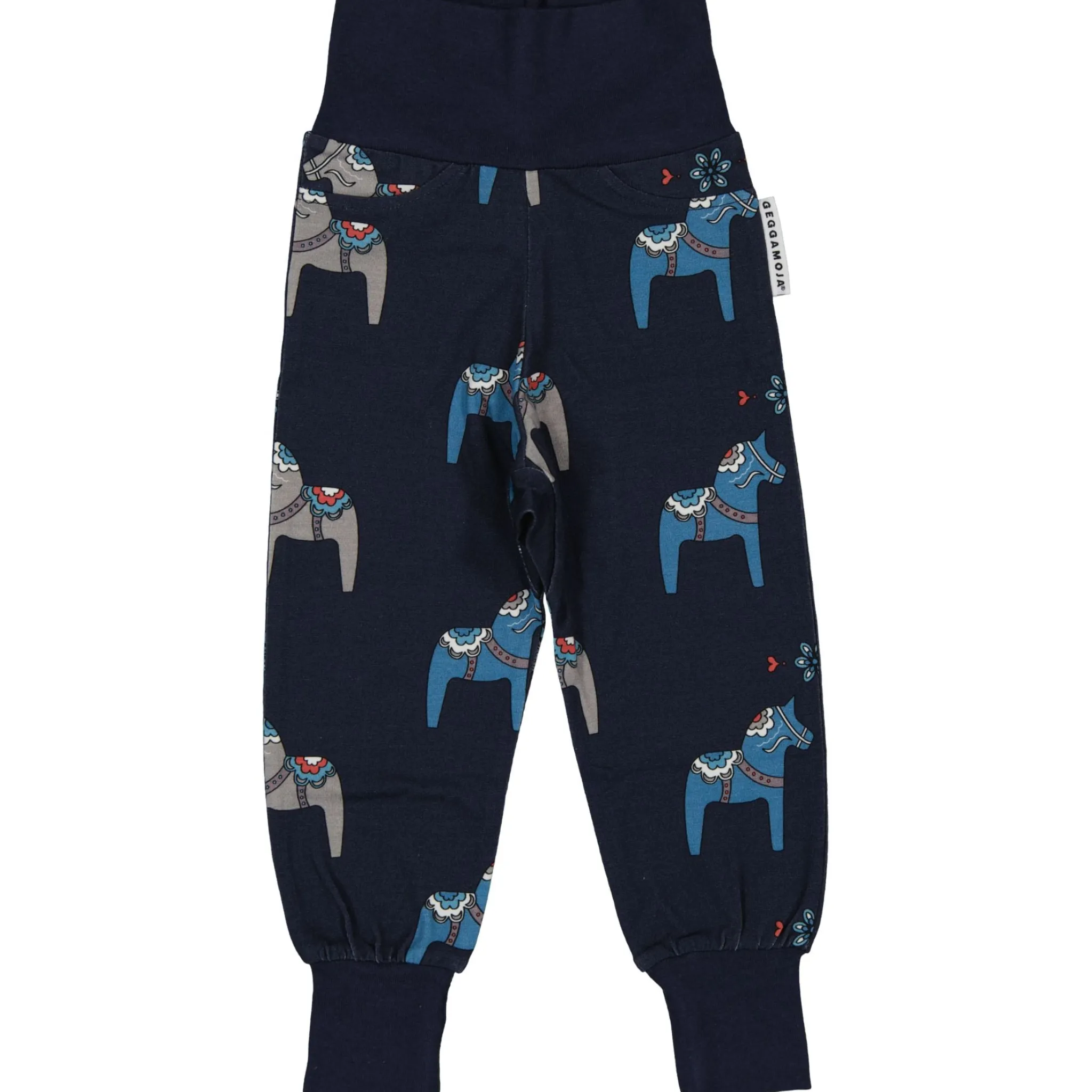 Barn Geggamoja Babybyxor|Bambukläder<Babybyxor Bambu Dalahäst Navy