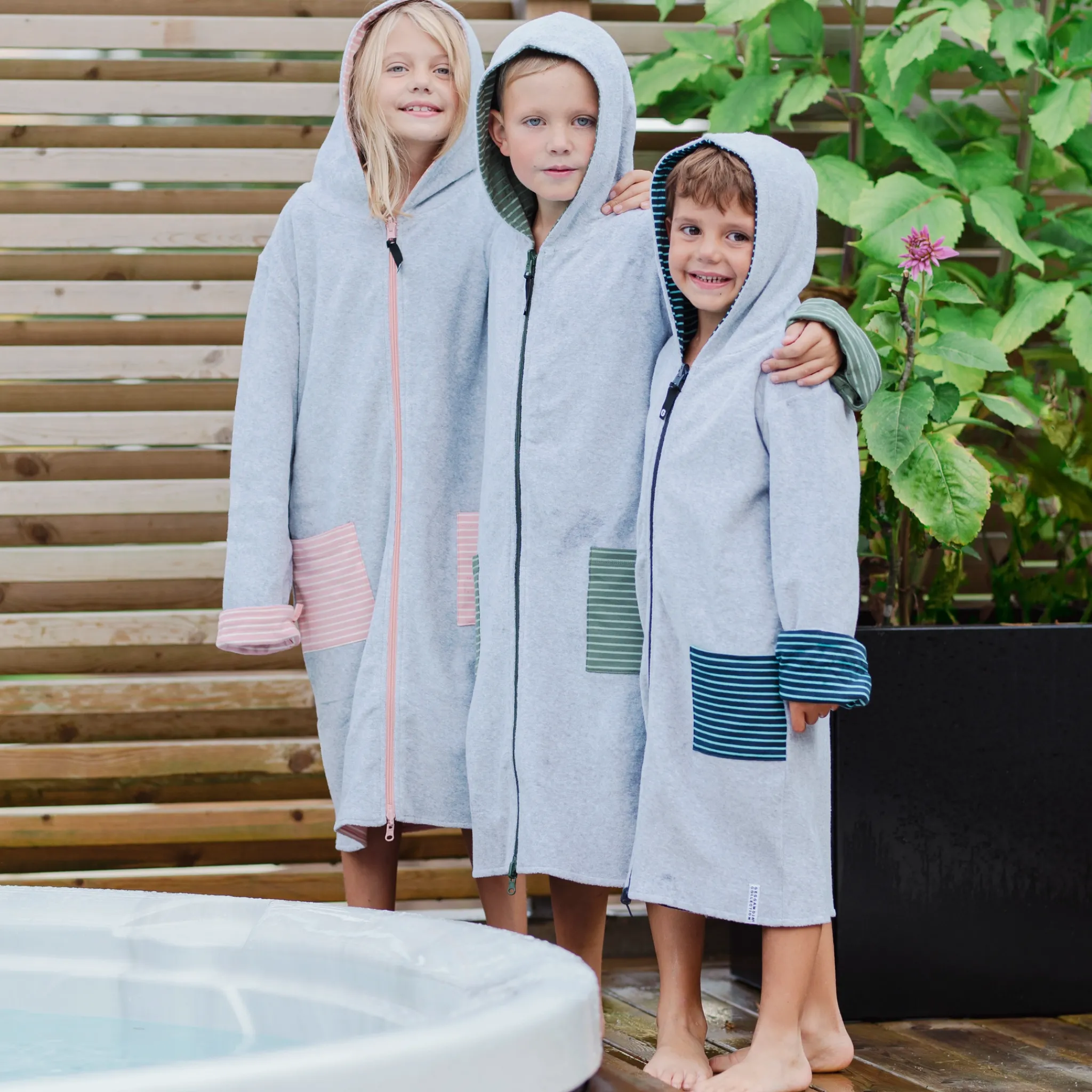 Barn Geggamoja Badrockar<Badrock Vändbar Gråmelerad/Grön