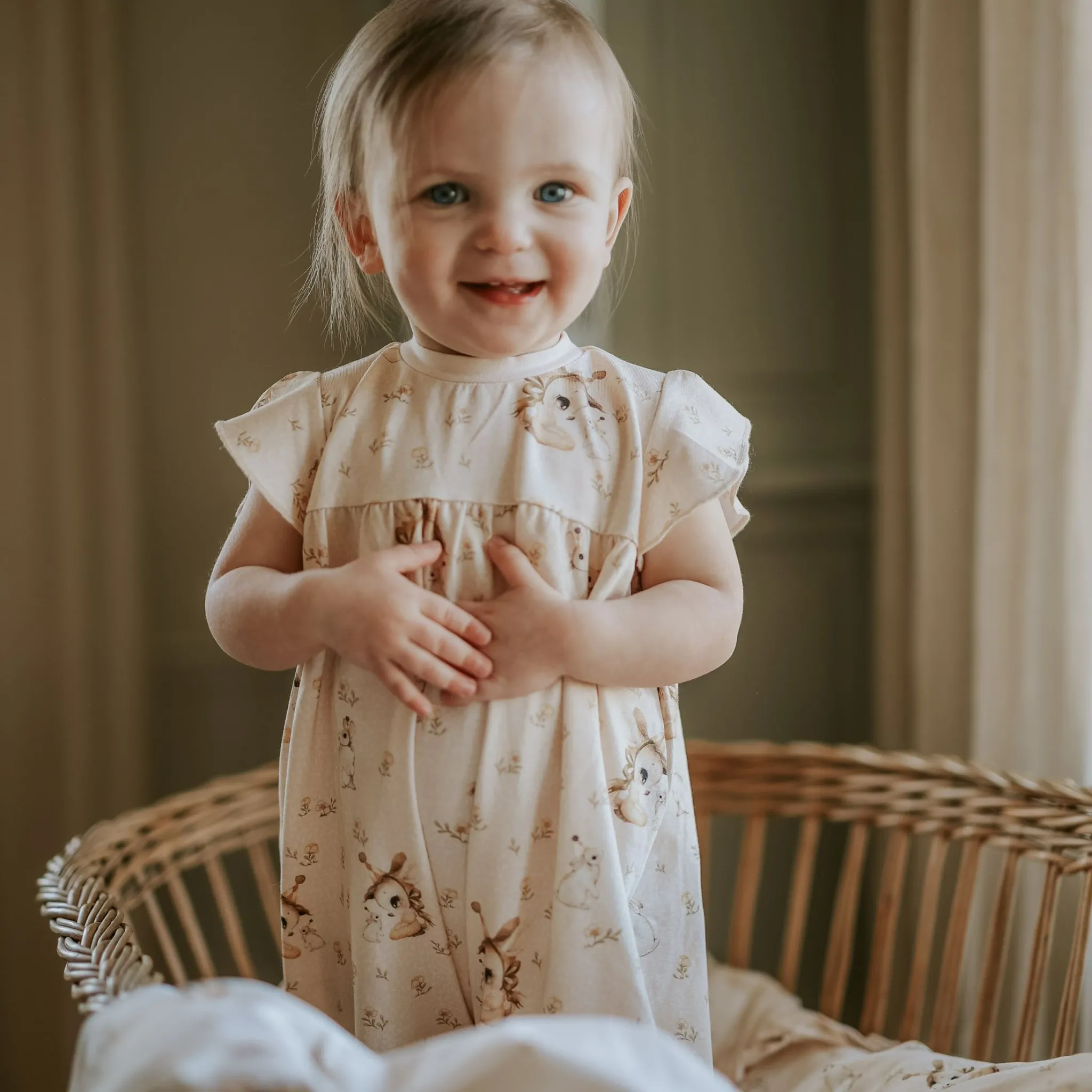 Barn Geggamoja Bambukläder<Bambu Klänning med volang Stella