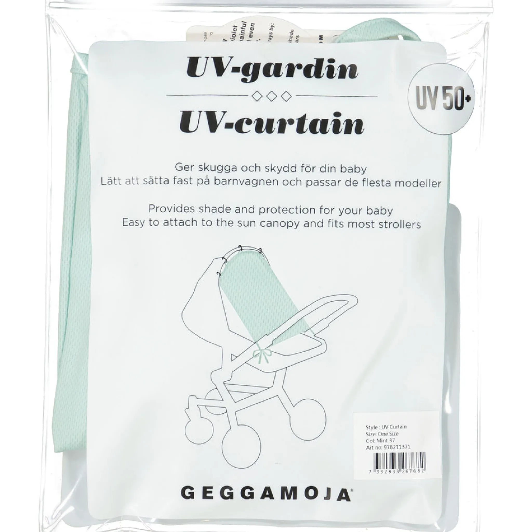 Barn Geggamoja Uv-Filtar Och Gardiner|Till Vagnen<Barnvagnsgardin UV 50+ Mint