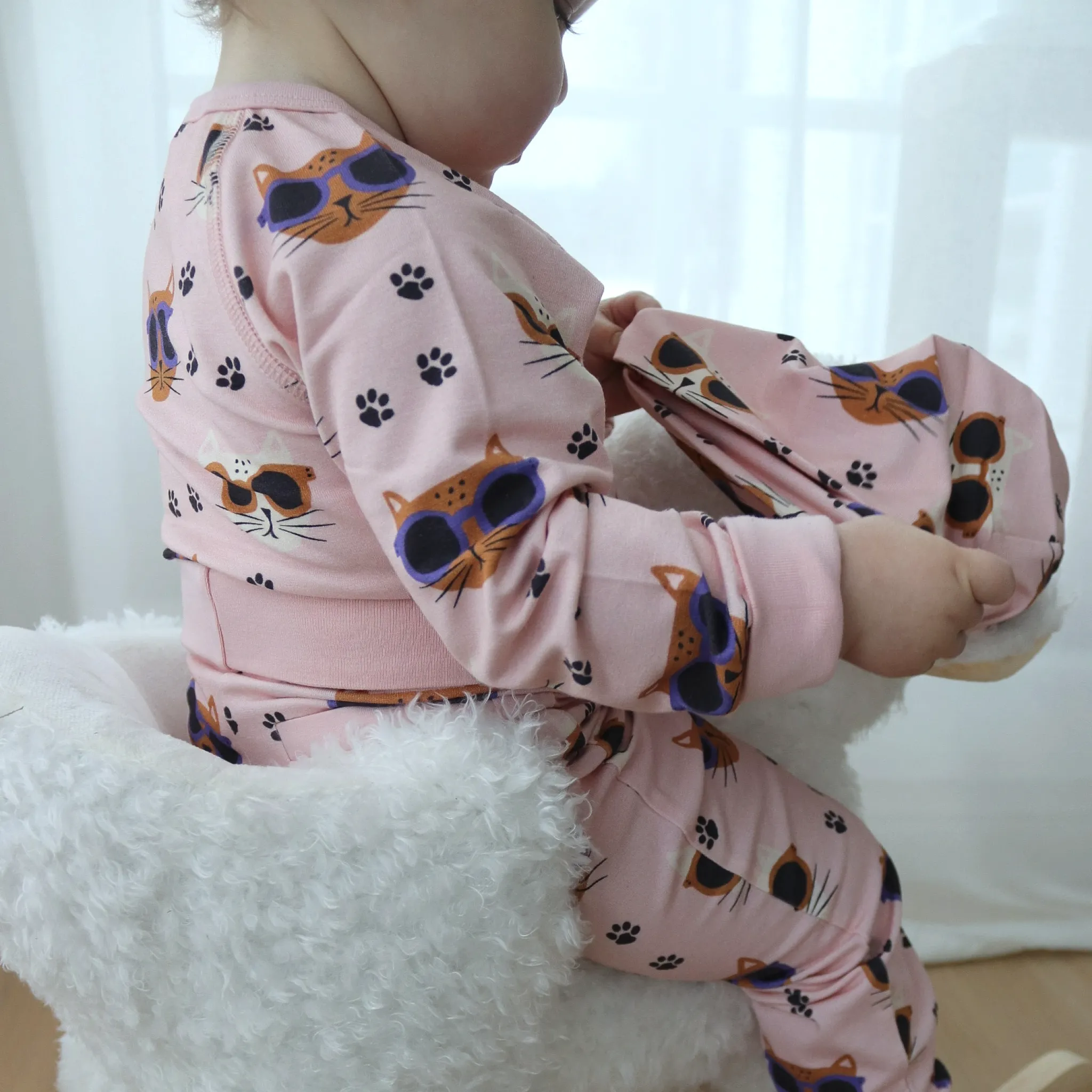 Barn Geggamoja Bodys<Body Bambu Cool Cats Rosa