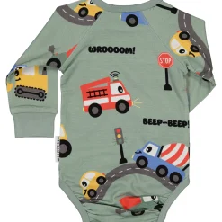 Barn Geggamoja Bodys|Bambukläder<Body Bambu Traktor Grön