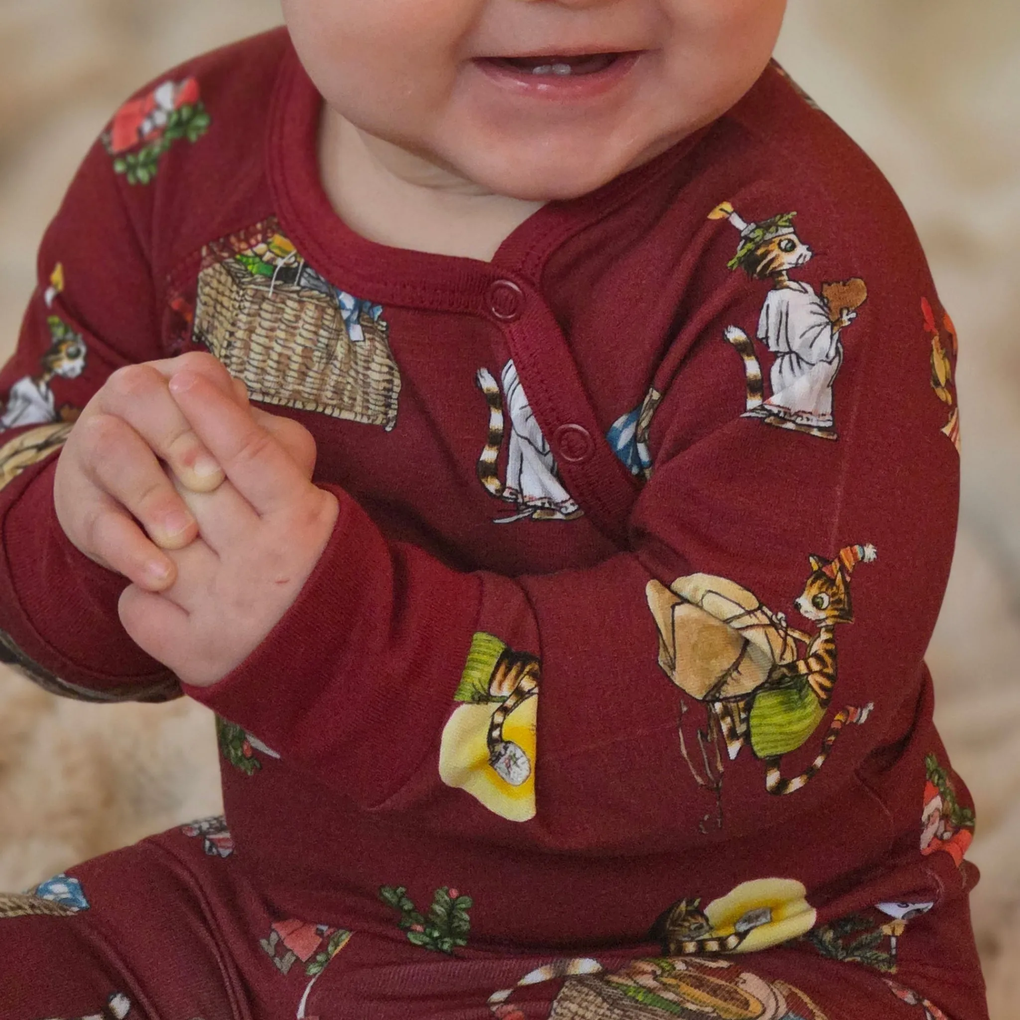 Barn Geggamoja Bodys|Nyfödd<Body Pettson och Findus Röd - Julmotiv