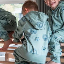 Barn Geggamoja Tröjor<College Hoodie Tiger Grön