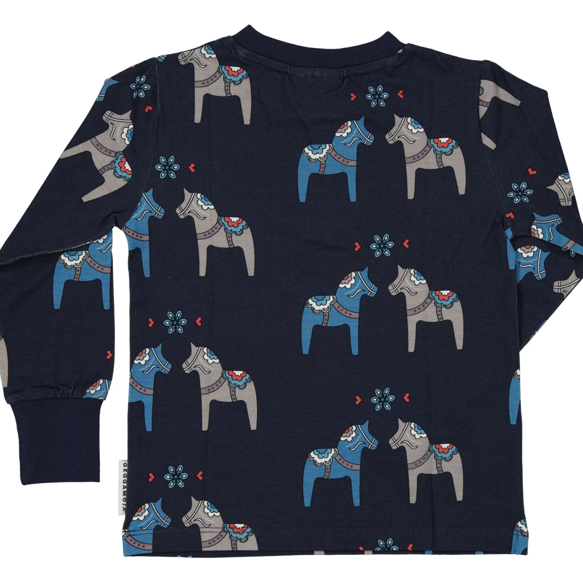 Barn Geggamoja Tröjor|Bambukläder<Farfarströja Bambu Dalahäst Navy