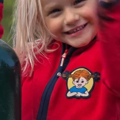 Barn Geggamoja Jackor|Fleecekläder<Fleecejacka Pippi Långstrump Röd