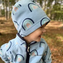 Barn Geggamoja Vintermössor<Fleecemössa Blue Rainbow