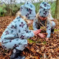 Barn Geggamoja Vintermössor<Fleecemössa Racoon Grön