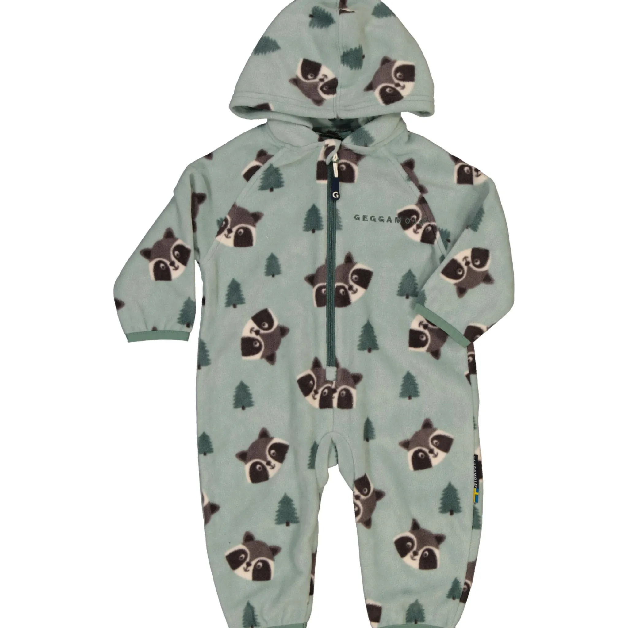 Barn Geggamoja Overaller|Fleecekläder<Fleeceoverall Racoon Grön