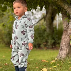 Barn Geggamoja Overaller|Fleecekläder<Fleeceoverall Racoon Grön