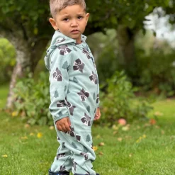 Barn Geggamoja Overaller|Fleecekläder<Fleeceoverall Racoon Grön