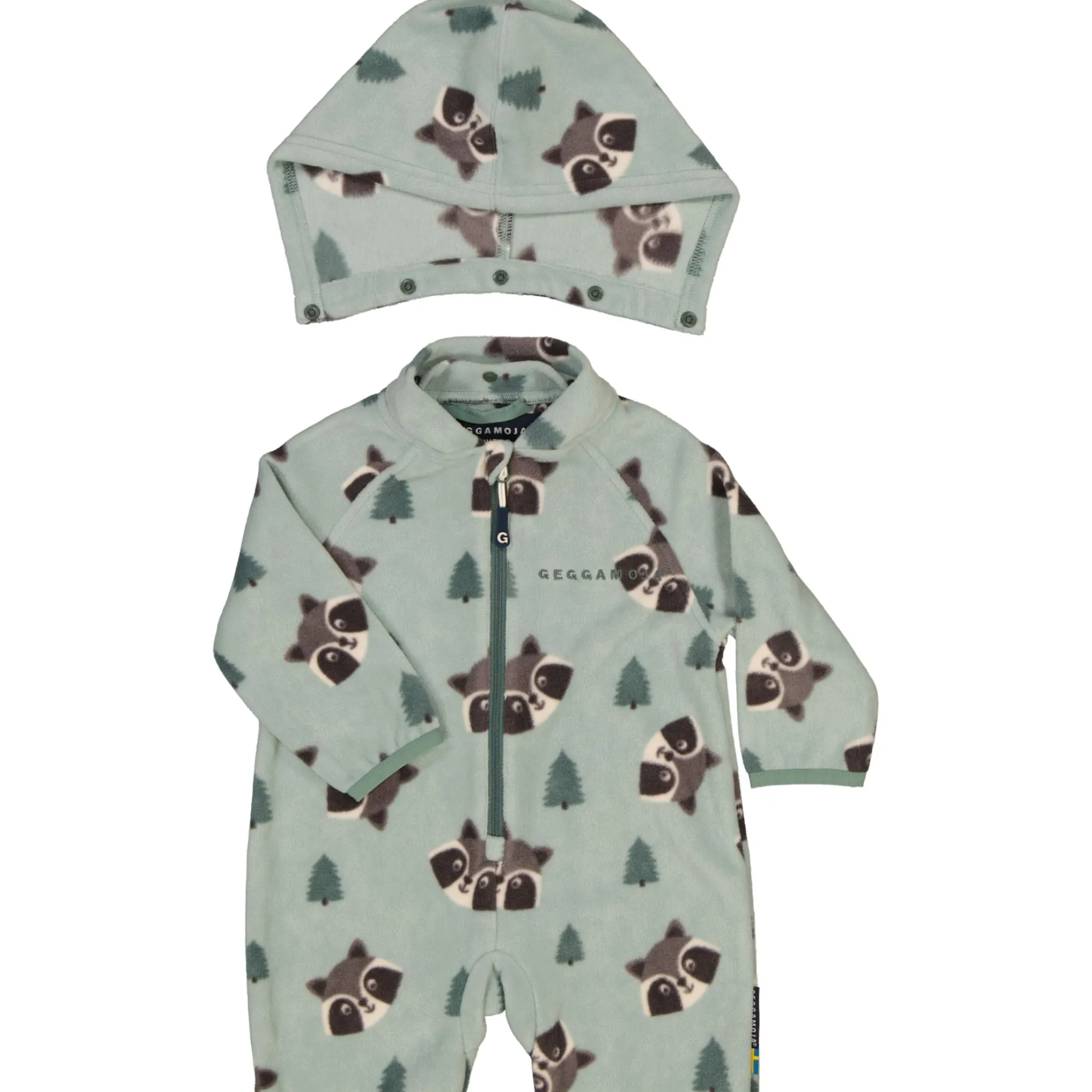 Barn Geggamoja Overaller|Fleecekläder<Fleeceoverall Racoon Grön