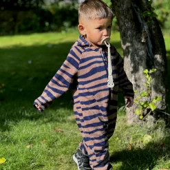 Barn Geggamoja Overaller|Fleecekläder<Fleeceoverall Zebra Blå/Brun