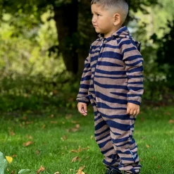 Barn Geggamoja Overaller|Fleecekläder<Fleeceoverall Zebra Blå/Brun