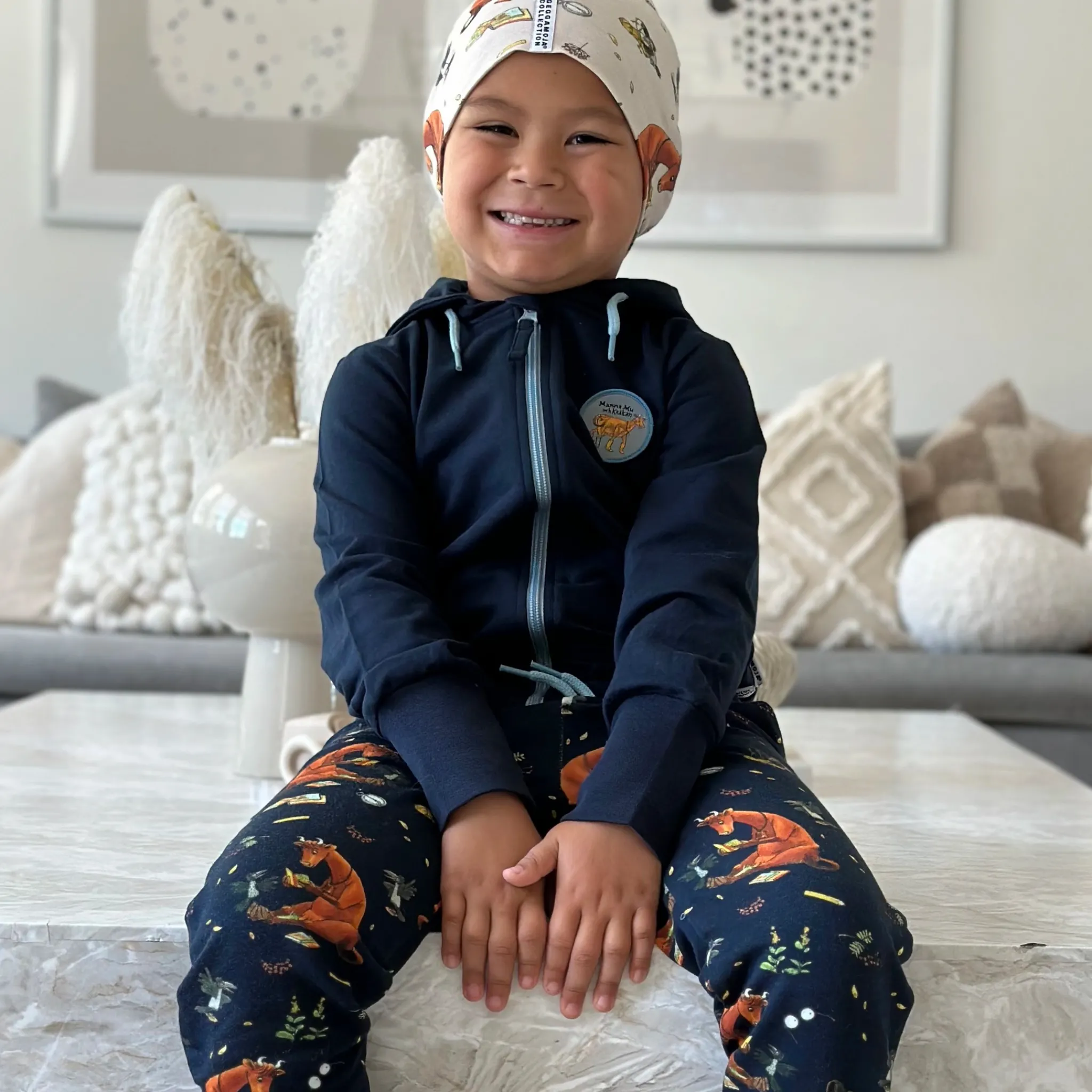 Barn Geggamoja Tröjor<Hoodie Mamma Mu och Kråkan Blå Patch