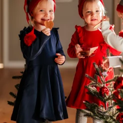 Barn Geggamoja Klänningar<Klänning med volang Marinblå