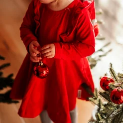 Barn Geggamoja Klänningar<Klänning med volang Röd