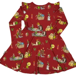 Barn Geggamoja Klänningar<Klänning Pettson och Findus Röd - Julmotiv