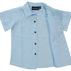 Barn Geggamoja Skjortor<Linneskjorta Ljusblå
