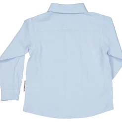 Barn Geggamoja Skjortor<Linneskjorta lång arm Ljusblå