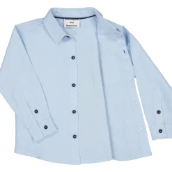 Barn Geggamoja Skjortor<Linneskjorta lång arm Ljusblå