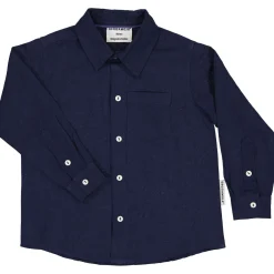 Barn Geggamoja Skjortor<Linneskjorta lång arm Navy
