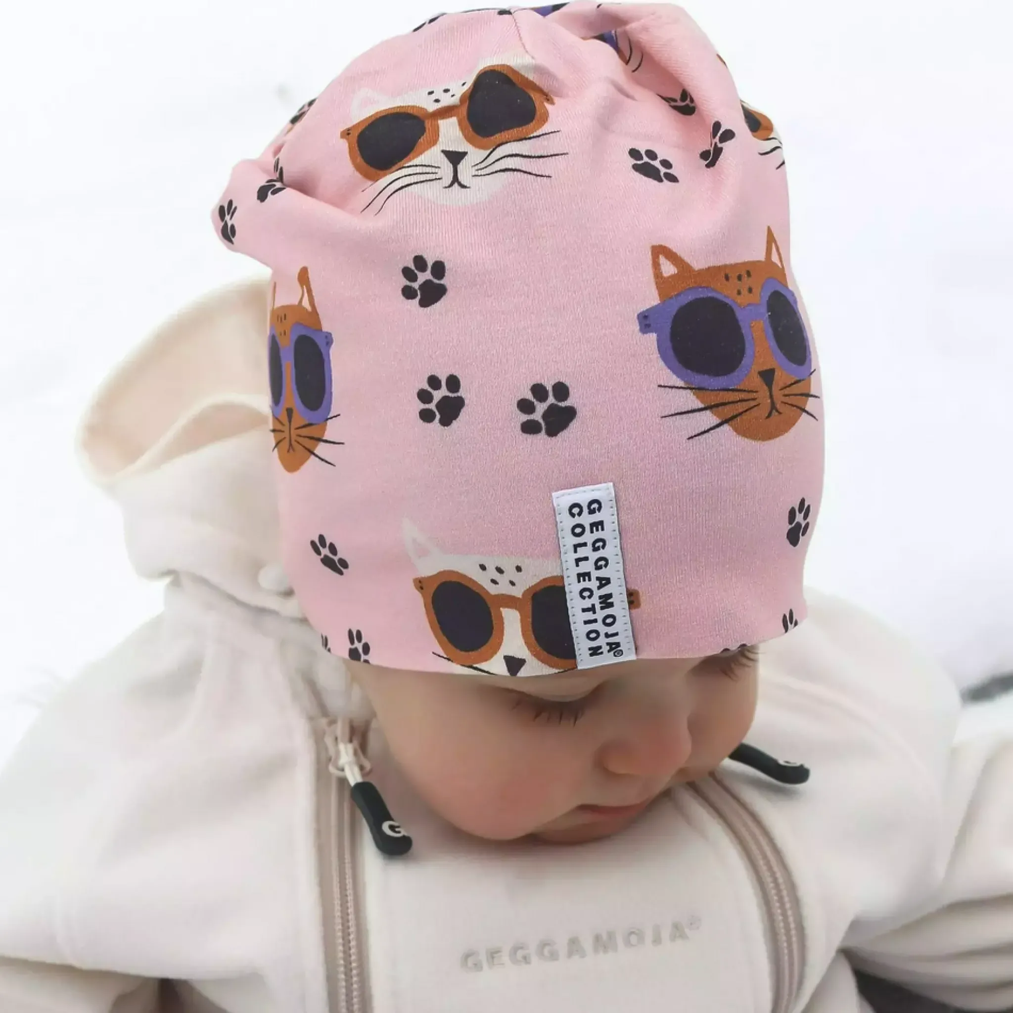 Barn Geggamoja Tunna Mössor|Bambukläder<Mössa Bambu Cool Cats Rosa