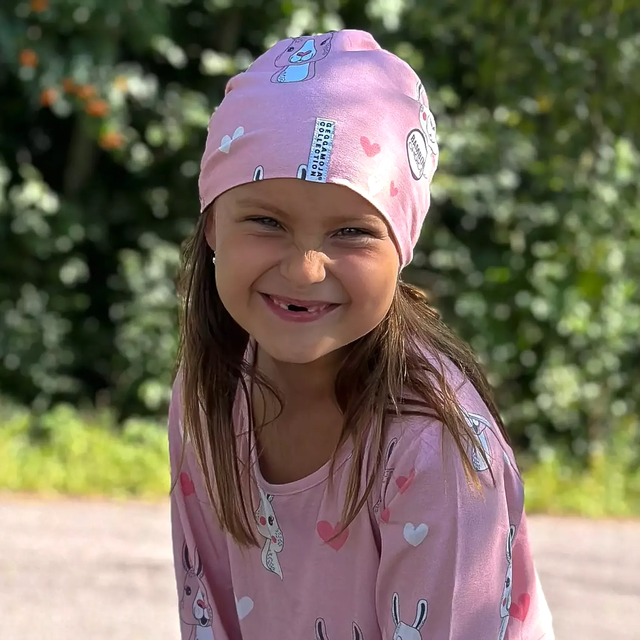 Barn Geggamoja Vintermössor|Bambukläder<Mössa Bambu fleecefodrad Lama Rosa