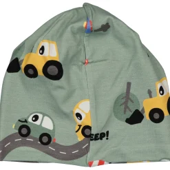 Barn Geggamoja Vintermössor|Bambukläder<Mössa Bambu fleecefodrad Traktor Grön