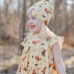 Barn Geggamoja Tunna Mössor<Mössa Mamma Mu och Kråkan Gul/Vit