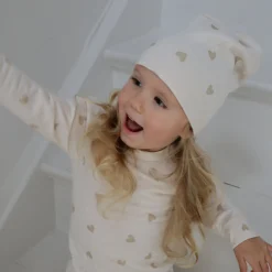 Barn Geggamoja Tunna Mössor|Ull Och Underställ<Mössa Merinoull Hjärtan