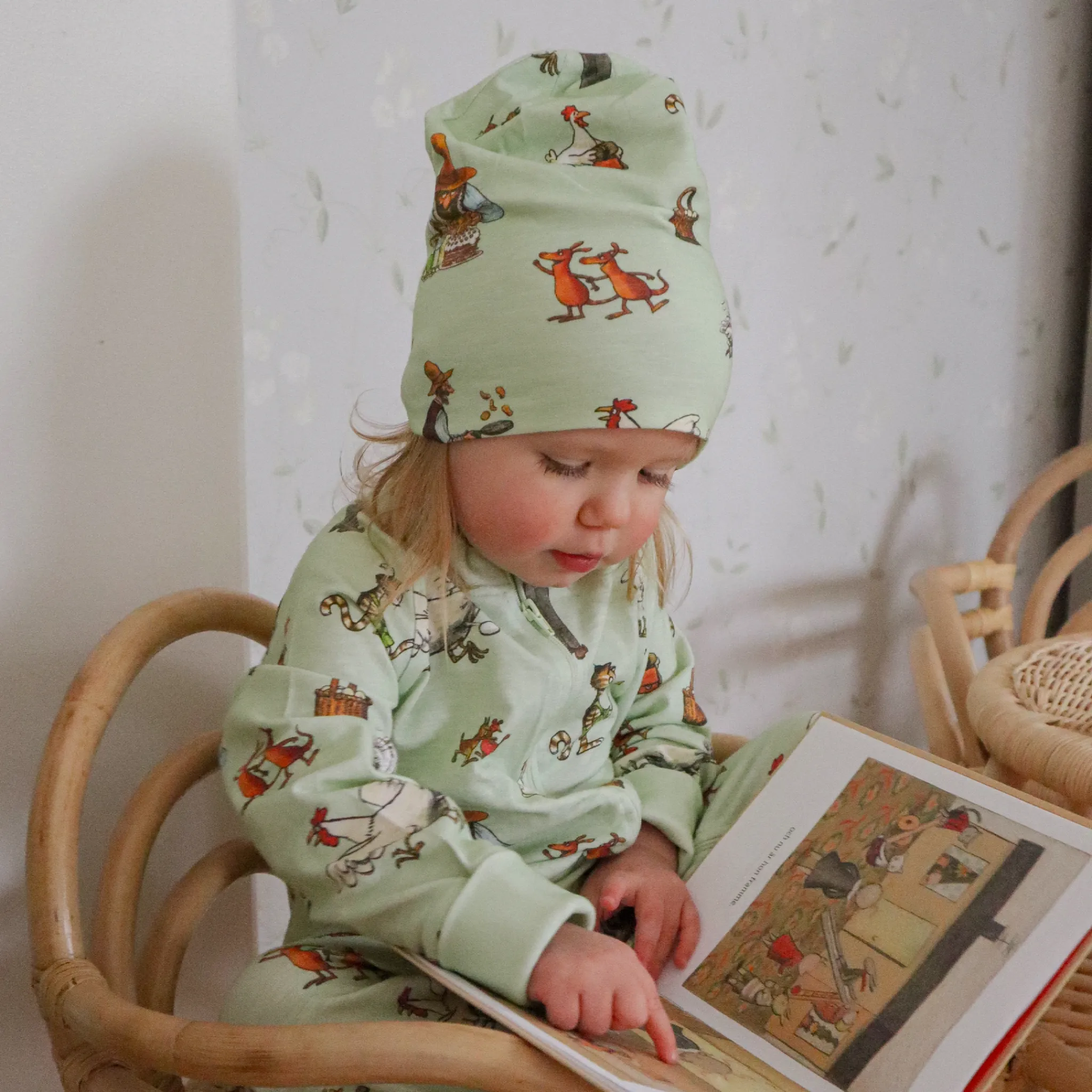 Barn Geggamoja Tunna Mössor<Mössa Pettson och Findus Grön