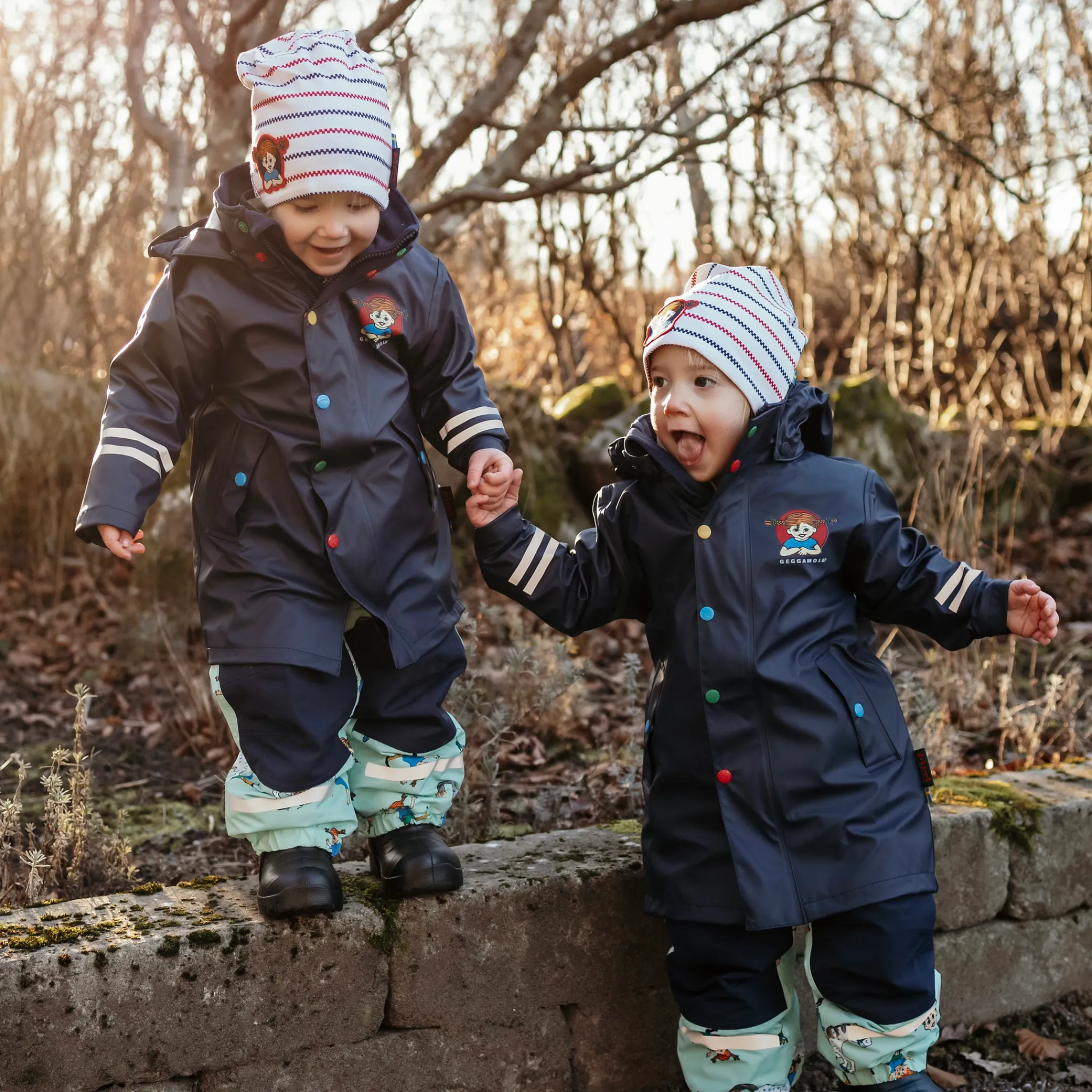 Barn Geggamoja Tunna Mössor<Mössa Pippi Långstrump Randig