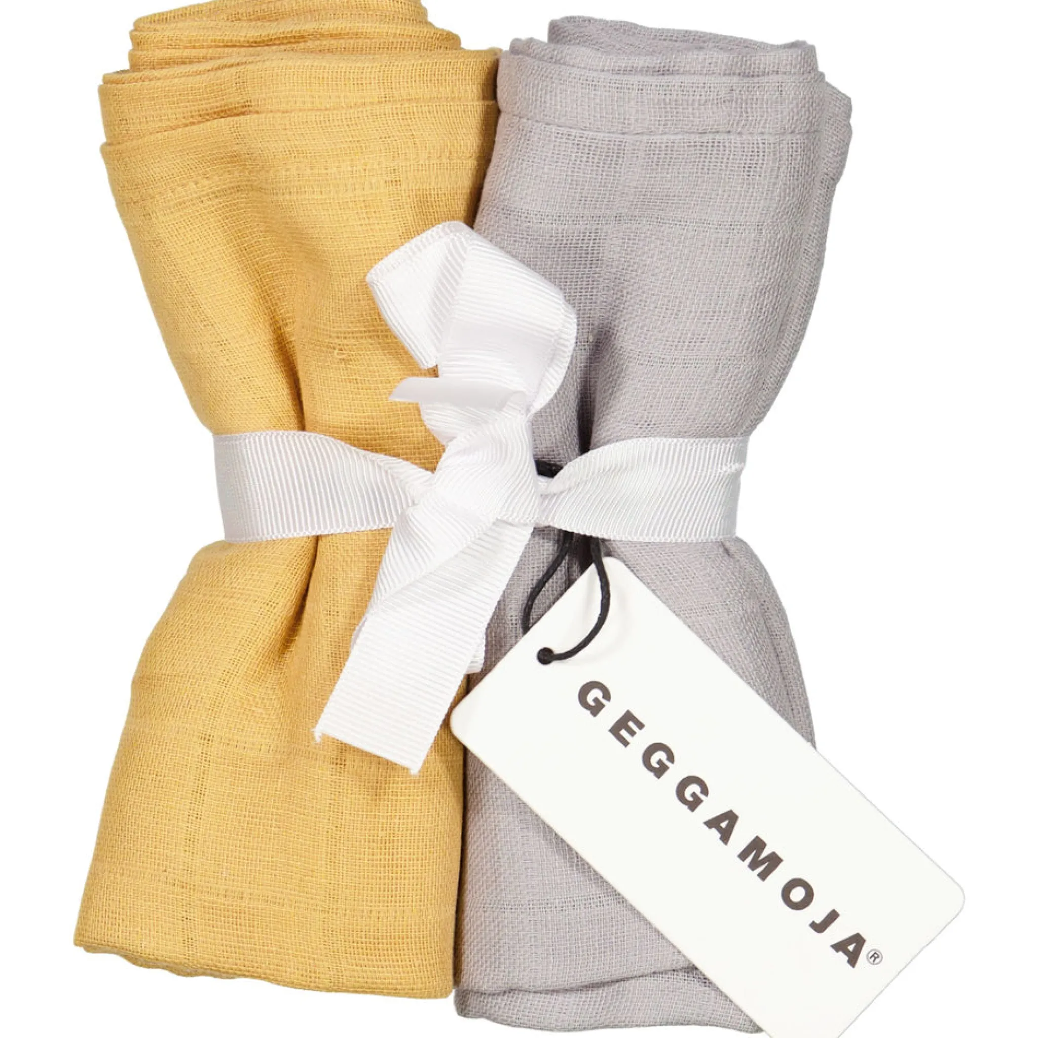 Barn Geggamoja Babyfiltar Och Snuttefiltar|Nyfödd<Muslinfilt 2-Pack Senapsgul/Grå