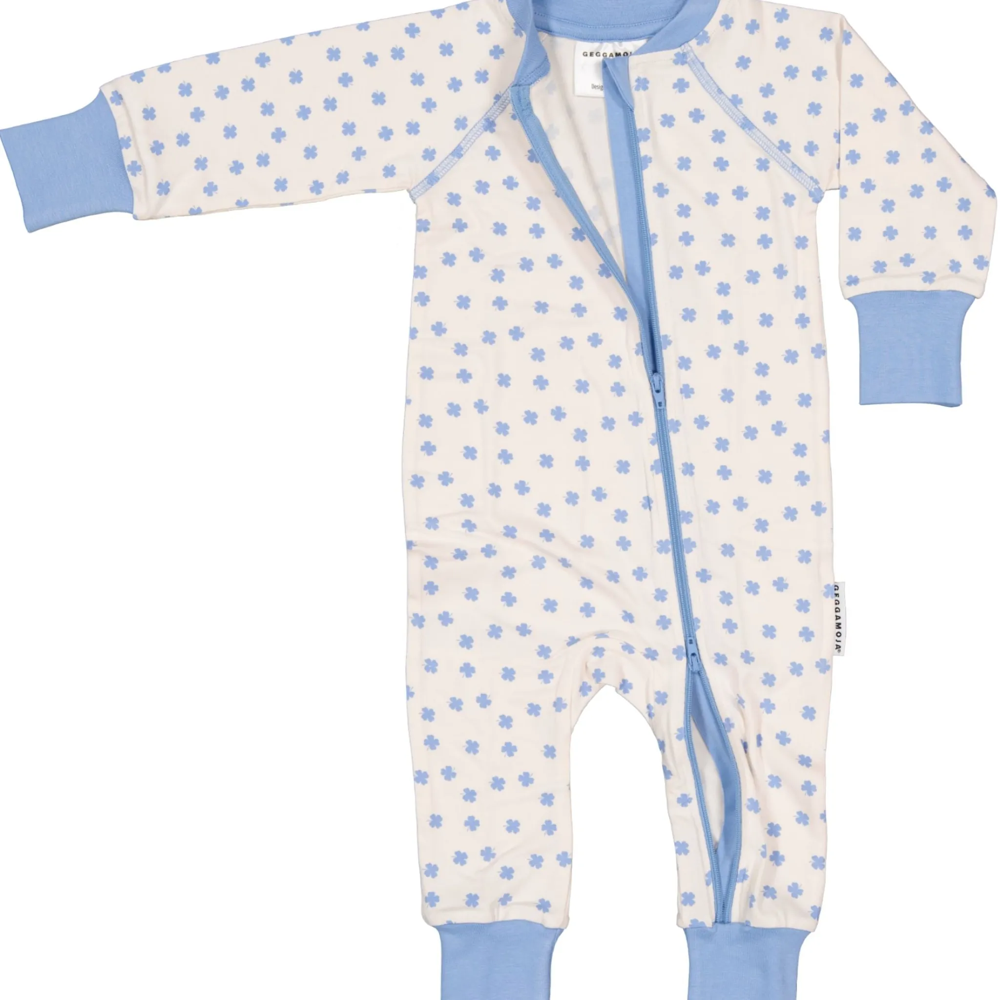 Barn Geggamoja Pyjamas Heldräkt|Bambukläder<Pyjamas Bambu Blå Klöver