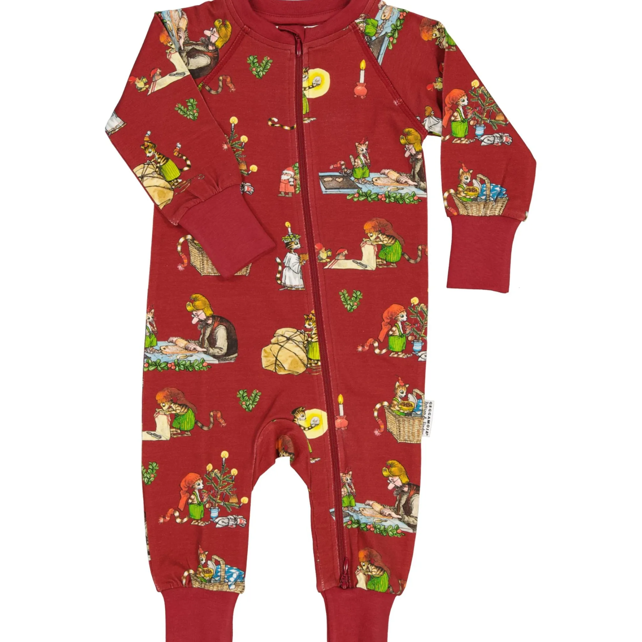Barn Geggamoja Pyjamas Heldräkt<Pyjamas Pettson och Findus Röd- Julpyjamas