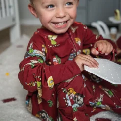 Barn Geggamoja Pyjamas Heldräkt<Pyjamas Pettson och Findus Röd- Julpyjamas