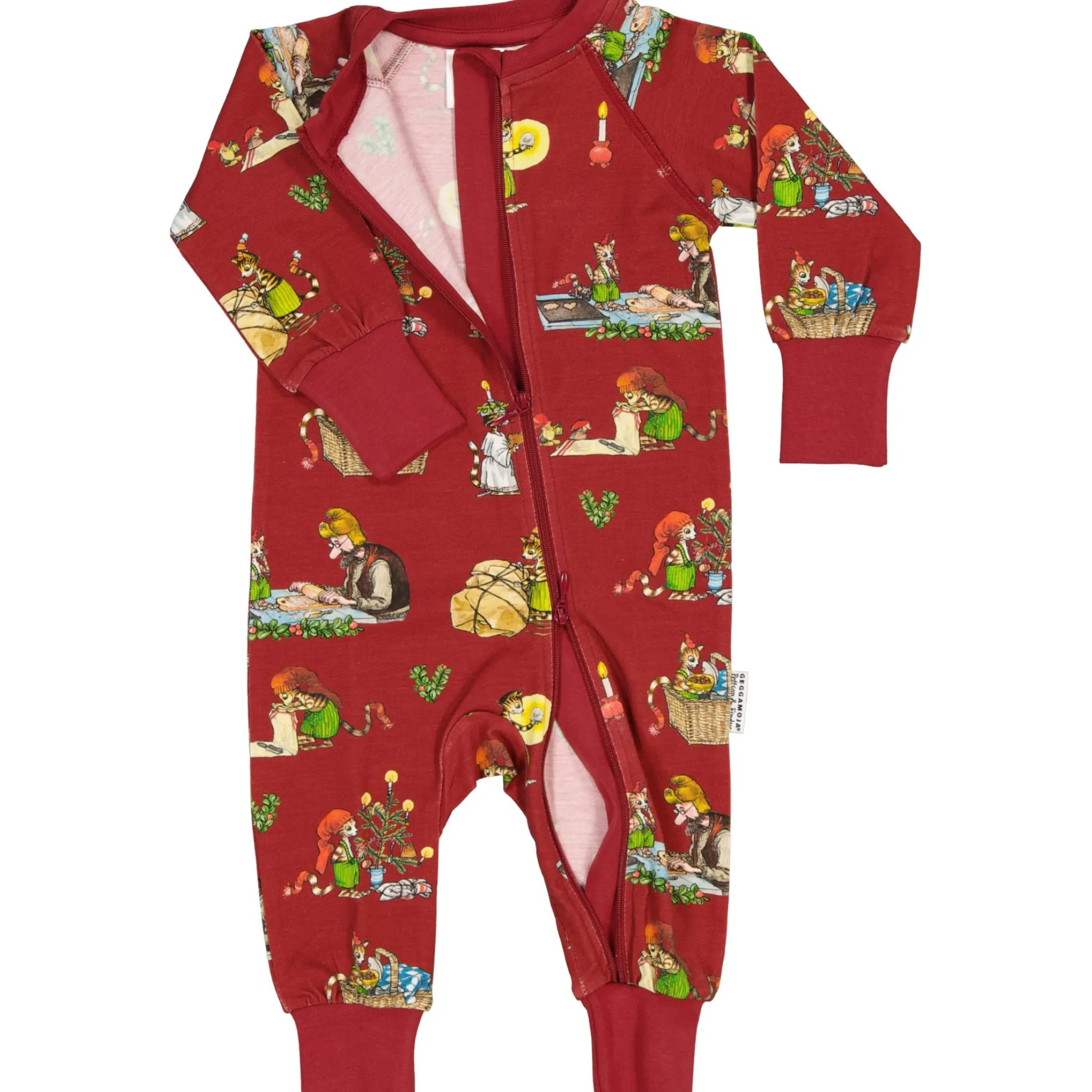 Barn Geggamoja Pyjamas Heldräkt<Pyjamas Pettson och Findus Röd- Julpyjamas
