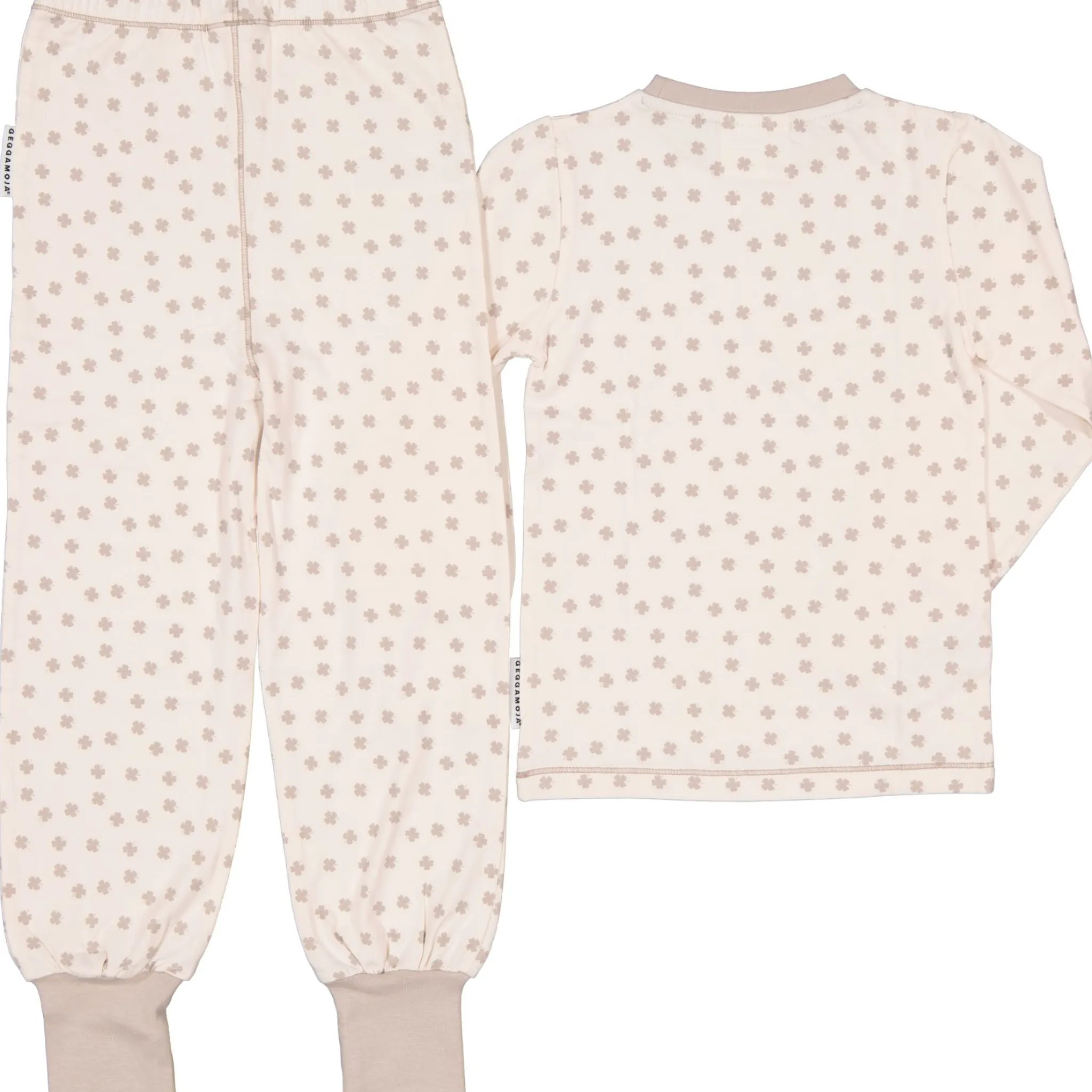 Barn Geggamoja Pyjamas Tvådelad|Bambukläder<Pyjamas tvådelad Bambu Beige Klöver