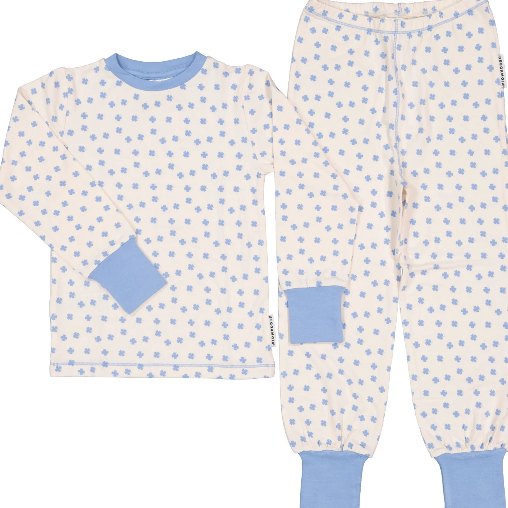Barn Geggamoja Pyjamas Tvådelad|Bambukläder<Pyjamas tvådelad Bambu Blå Klöver