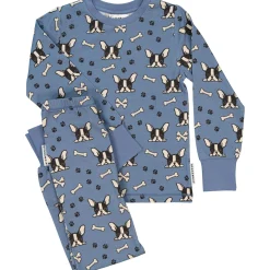 Barn Geggamoja Pyjamas Tvådelad|Bambukläder<Pyjamas tvådelad Bambu Bulldog Blå