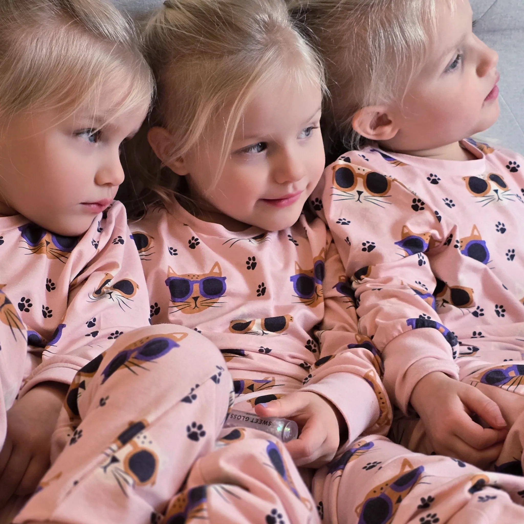 Barn Geggamoja Pyjamas Tvådelad|Bambukläder<Pyjamas tvådelad Bambu Cool Cats Rosa