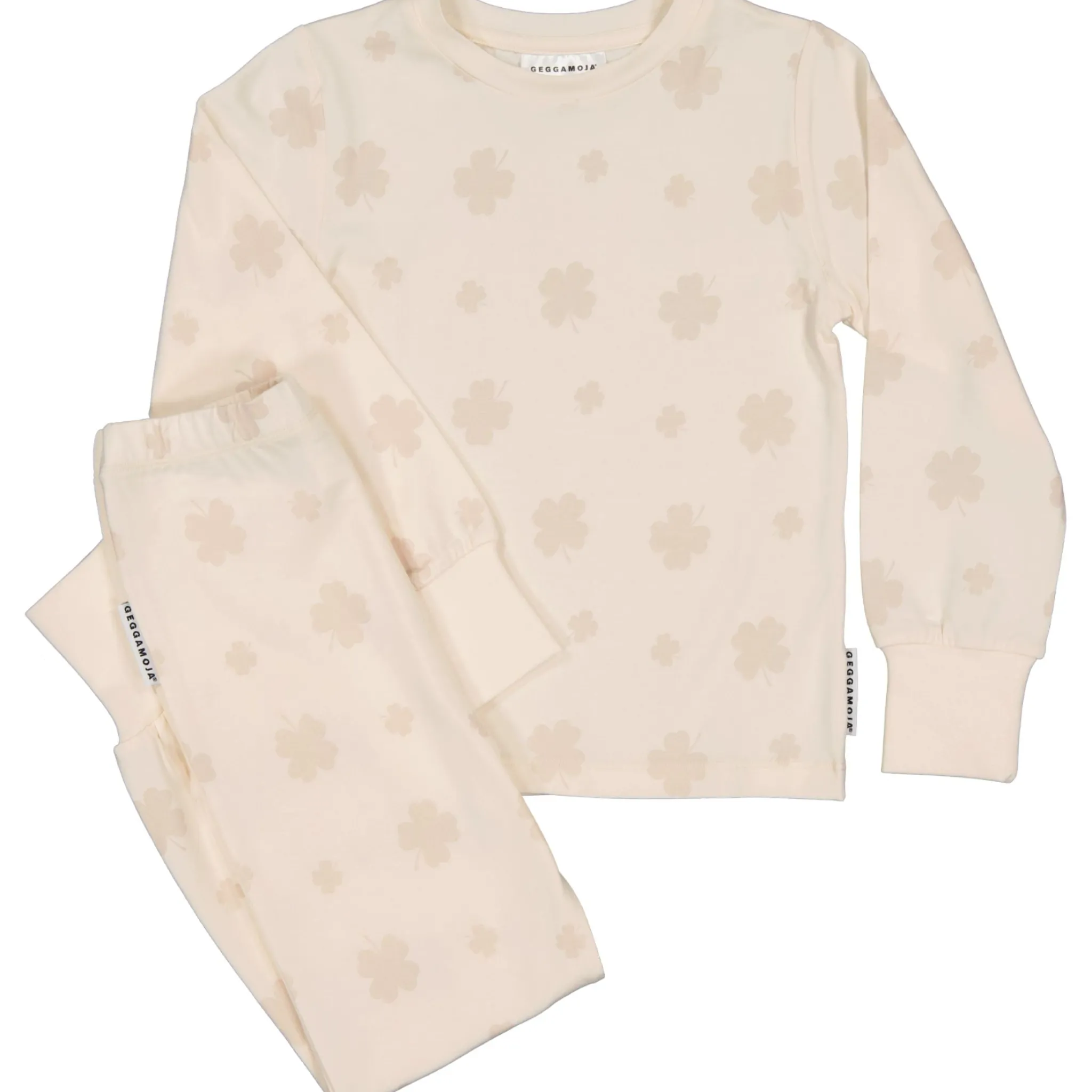 Barn Geggamoja Pyjamas Tvådelad|Bambukläder<Pyjamas tvådelad Bambu Klöver Beige