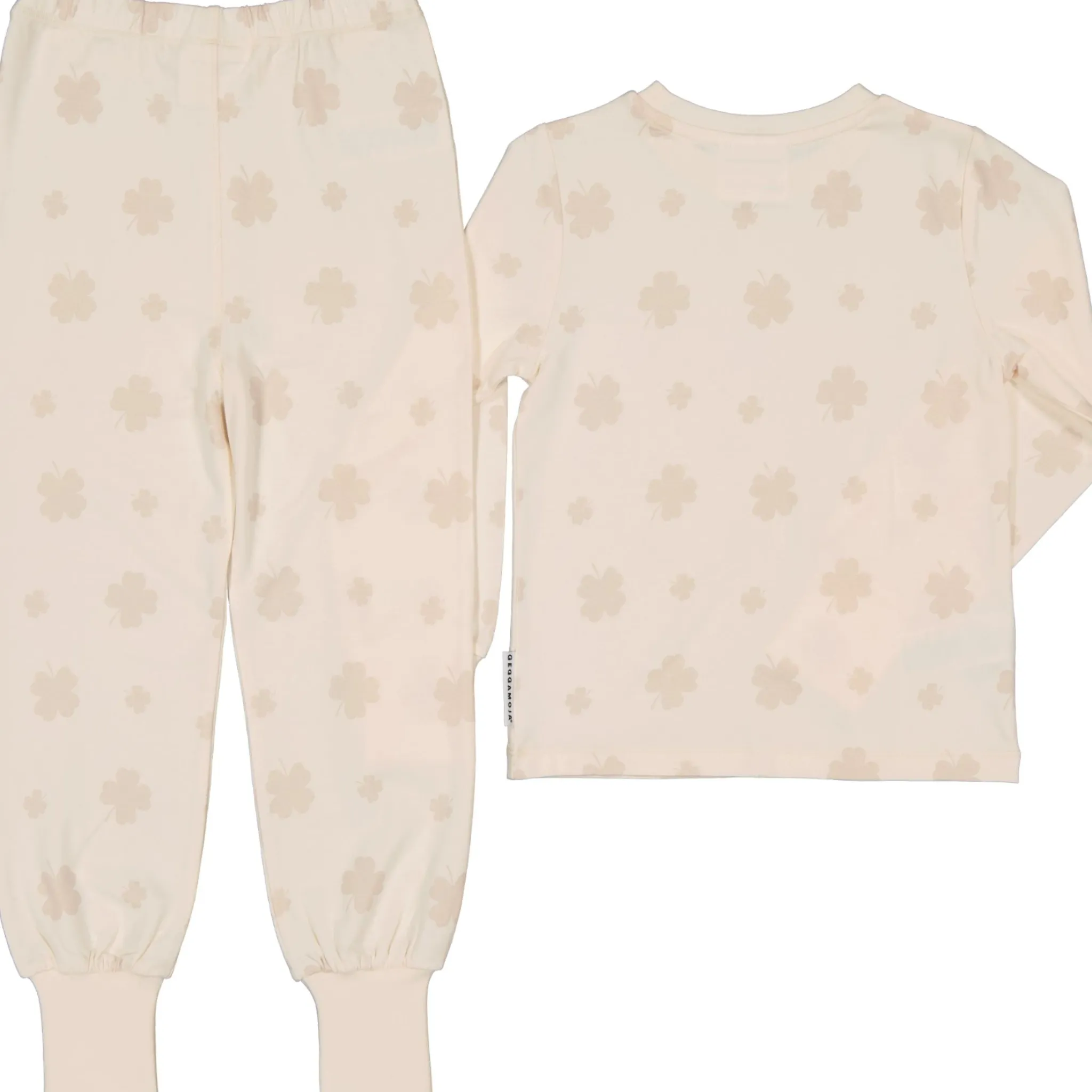 Barn Geggamoja Pyjamas Tvådelad|Bambukläder<Pyjamas tvådelad Bambu Klöver Beige