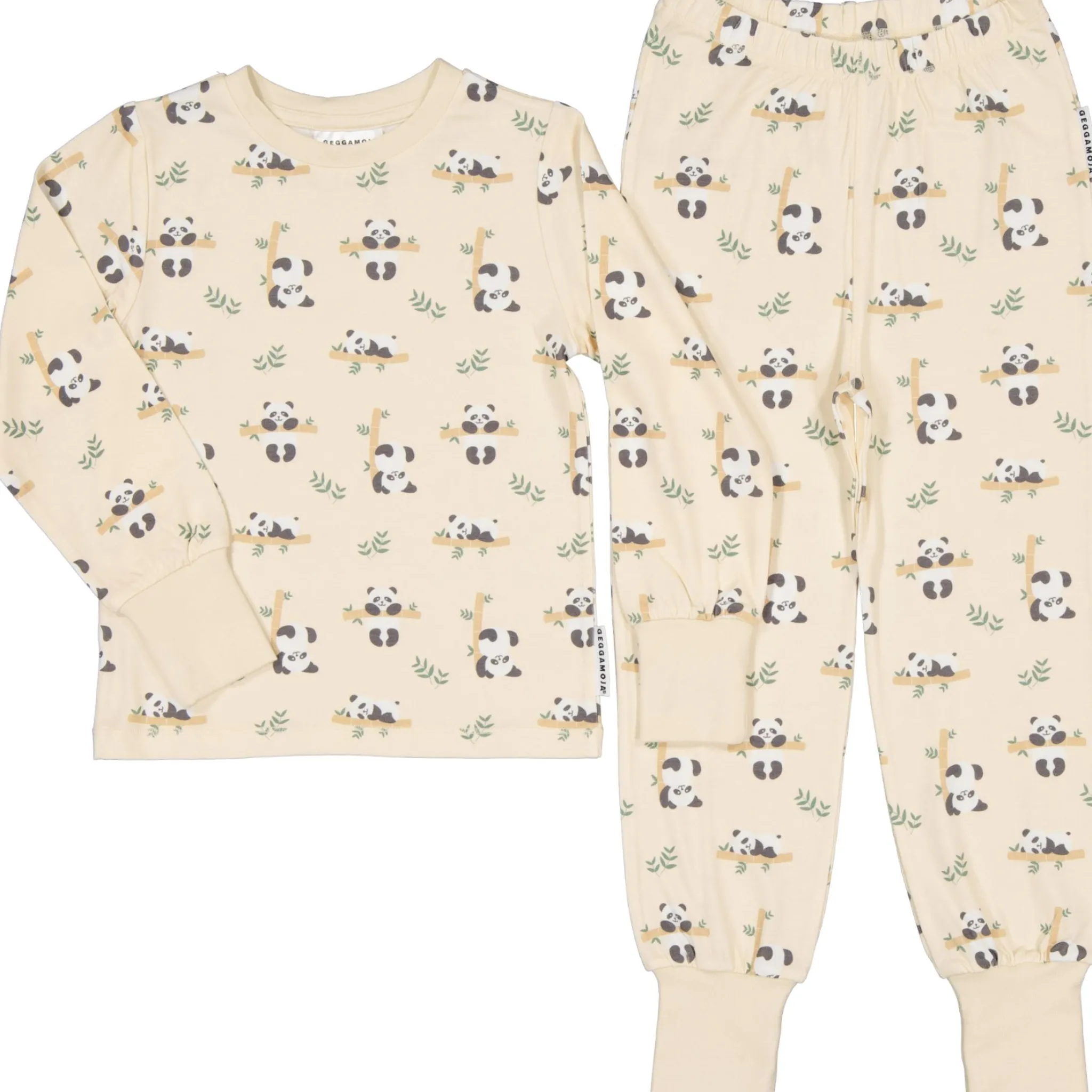 Barn Geggamoja Pyjamas Tvådelad|Bambukläder<Pyjamas tvådelad Bambu Panda Beige
