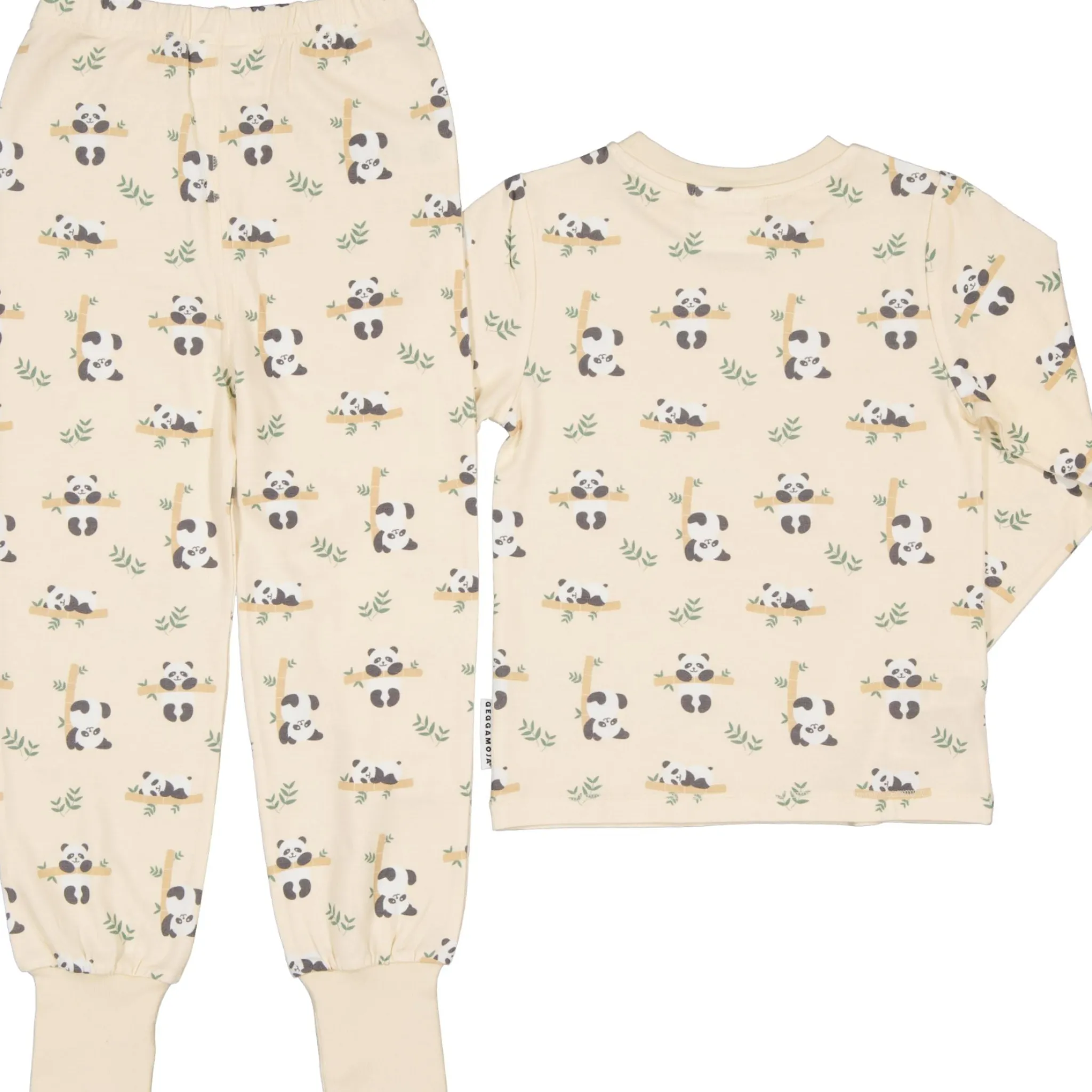 Barn Geggamoja Pyjamas Tvådelad|Bambukläder<Pyjamas tvådelad Bambu Panda Beige