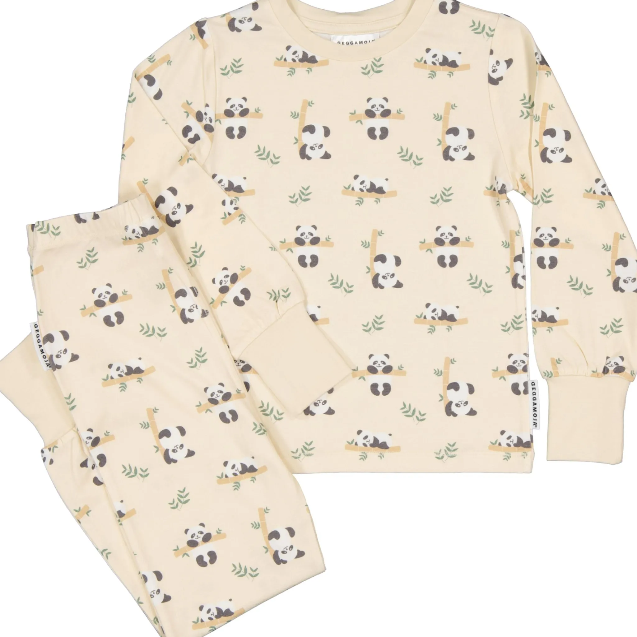 Barn Geggamoja Pyjamas Tvådelad|Bambukläder<Pyjamas tvådelad Bambu Panda Beige