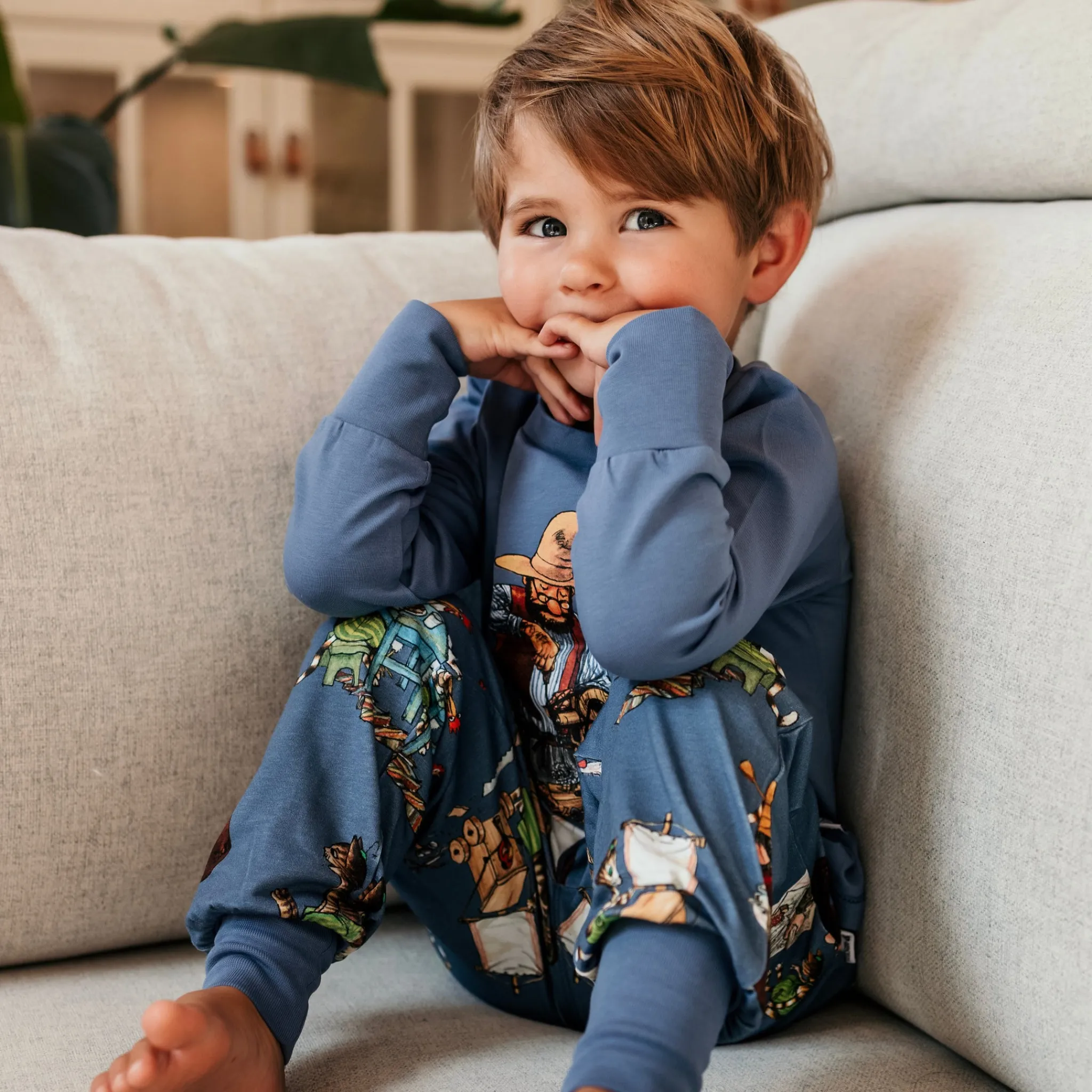 Barn Geggamoja Pyjamas Tvådelad<Pyjamas tvådelad Pettson och Findus Blå