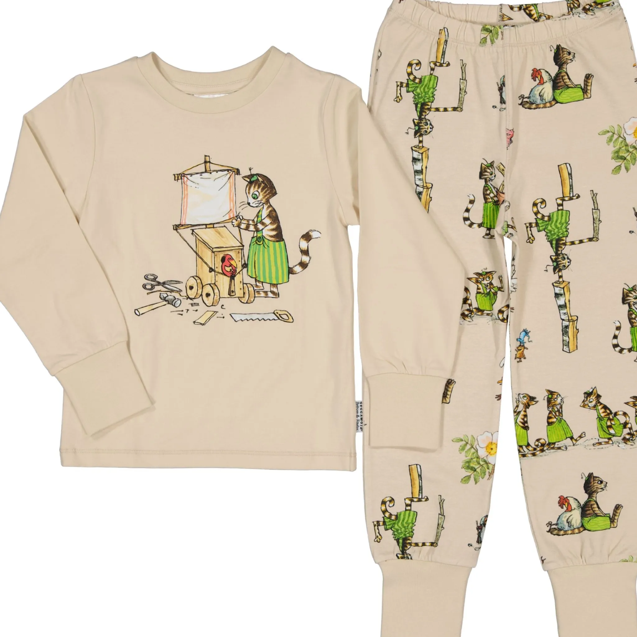 Barn Geggamoja Pyjamas Tvådelad<Pyjamas tvådelad Pettson och Findus Beige